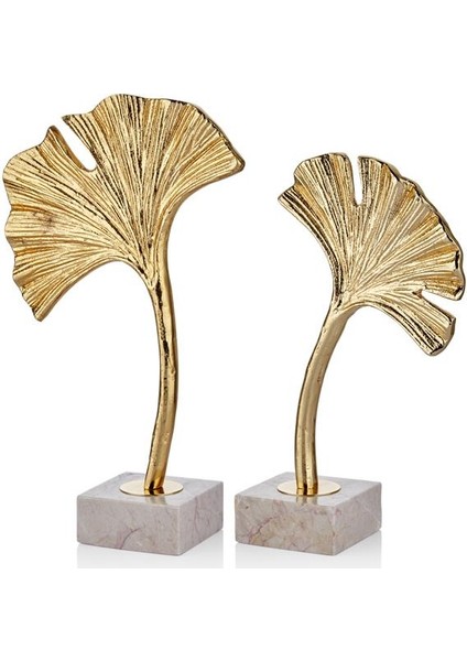Evza Mermer 2li Yaprak Dekor Gold Bej 9,5*18*32 9,5*22*36 cm fiyatları