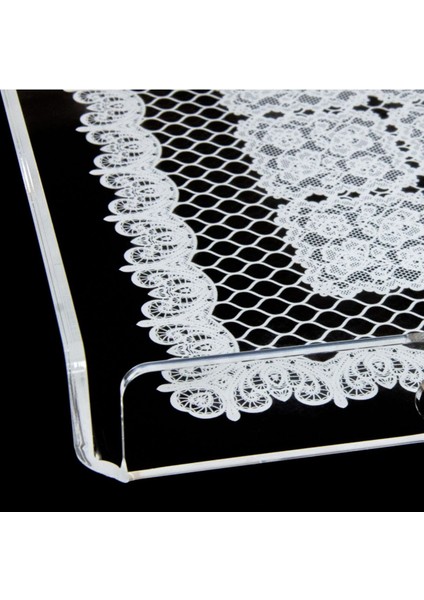 Dantel Desenli Pleksi Şeffaf Kahve Çay Sunum Servis Tepsisi Akrilik 36cmx26cm indirimleri