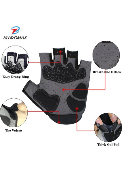 AK-ST-01002 Stili S Beden Kuwomax Bisiklet Eldiveni Yarım Parmak Erkek Kadın Yaz Spor Darbeye Dayanıklı Bisiklet Eldivenleri (Yurt Dışından) fırsatları