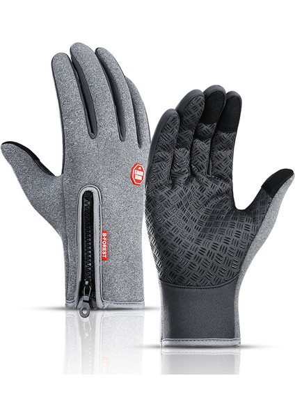 Gri Tarzı L Boyutu Kış Bisiklet Sporları Tam Parmak Su Geçirmez Dokunmatik Ekran Sıcak Eldiven Erkek ve Kadın Dağcılık Eldivenleri (Yurt Dışından)