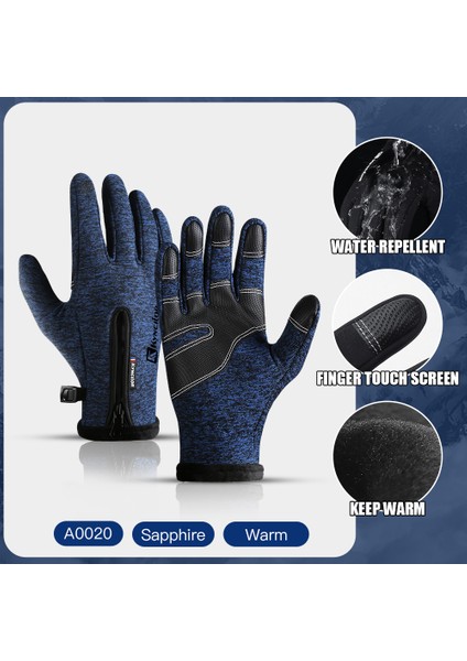 A0020-BU Tarzı M Boyutu Kış Sıcak Bisiklet Bisiklet Eldiveni Unisex Dokunmatik Ekran Bisiklet Açık Spor Kayak Kamp Yürüyüş Motosiklet Eldivenleri Tam Parmak (Yurt Dışından)