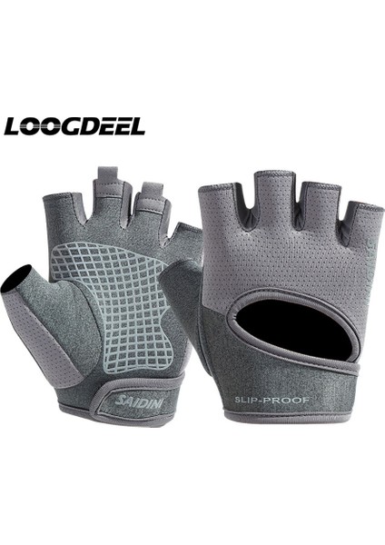 Gri Tarzı Xl Boyutu Loogdeel Yarım Parmak Bisiklet Eldiveni Kaymaz Nefes Darbeye Dayanıklı Aşınmaya Dayanıklı Açık Alan Sporları Boks Koşu Unisex Eldiven (Yurt Dışından)