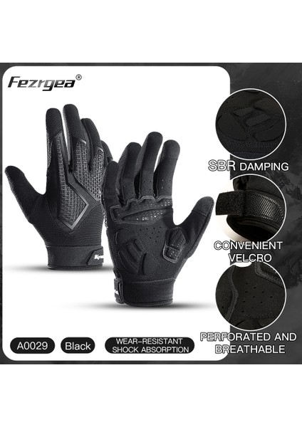 Siyah Stil M Boyutu Uzun Parmak Kaymaz Şok Emici Bisiklet Eldiveni Ilkbahar ve Yaz Erkek Nefes Güneş Koruyucu Dokunmatik Ekran Bisiklet Eldiveni (Yurt Dışından)