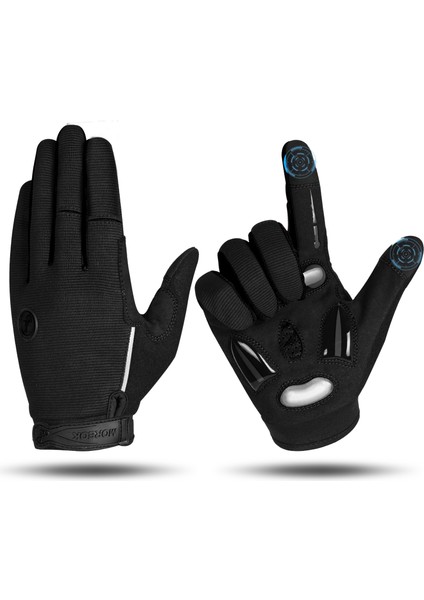 Siyah Stil M Boyutu Moreok Bisiklet Eldiveni Tam Parmak Kış Bisiklet Eldiveni 5mm Sıvı Jel Pedleri Kaymaz Şok Emici Dokunmatik Ekran Bisiklet Eldiveni (Yurt Dışından)