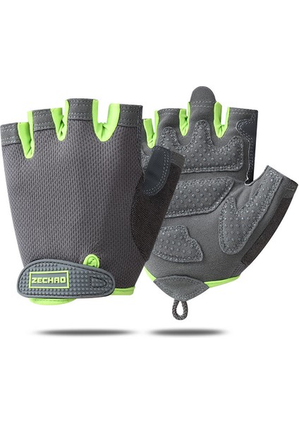 Yeşil Stil S Beden Anti-Şok Spor Eldiven Bisiklet Kaymaz Yarım Parmak Eldiven Nefes Spor Eldiven (Yurt Dışından)