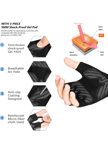 095-PEMBE Tarzı Xl Boyutu Moreok Bisiklet Eldiveni Yarım Parmak Bisiklet Eldiveni 5mm Sbr Pad Yol Bisiklet Eldiveni Şok Emici Dağ Bisikleti Eldivenleri Kadın Erkek (Yurt Dışından) modelleri