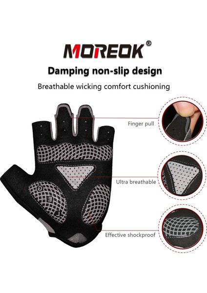 MK095-GRİ Tarzı Xl Boyutu Moreok Bisiklet Eldiveni Yarım Parmak Bisiklet Eldiveni 5mm Silikon Pedleri Pedleri Bisiklet Eldiveni Şok Emici Dağ Bisikleti Eldivenleri Anti (Yurt Dışından) modelleri