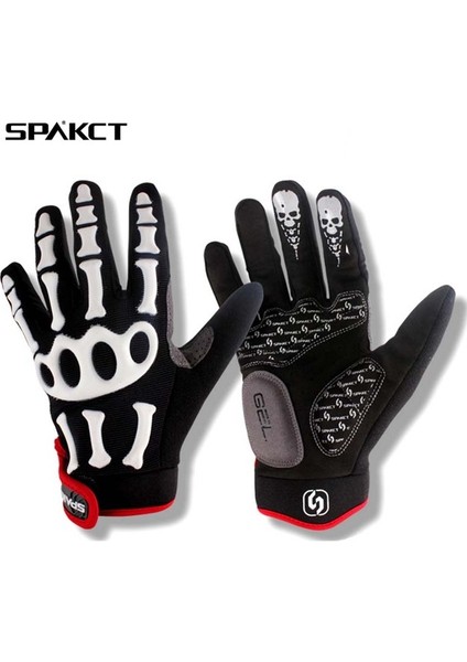 Siyah Stil Xl Boyutu Spakct Bisiklet Eldiveni Tam Parmak Kafatası Jel Pedleri Bisiklet Bisiklet Eldiven Motosiklet Spor Yokuş Aşağı Yarış Uzun Eldiven Unisex (Yurt Dışından)