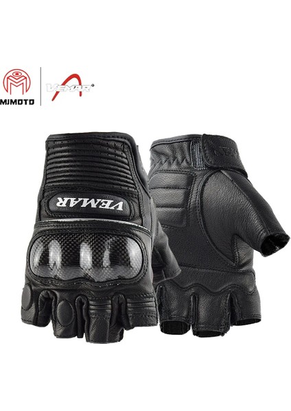 Siyah Stil M Boyutu Parmaksız Eldiven Bisiklet Kauçuk Sert Knuckle Yarım Parmak Koruyucu Donanım Erkek Kadın Koyun Derisi Bisiklet Eldiveni Unisex (Yurt Dışından)