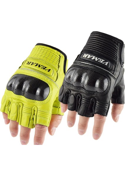 Siyah Stil M Boyutu Parmaksız Eldiven Bisiklet Kauçuk Sert Knuckle Yarım Parmak Koruyucu Donanım Erkek Kadın Koyun Derisi Bisiklet Eldiveni Unisex (Yurt Dışından) indirimleri