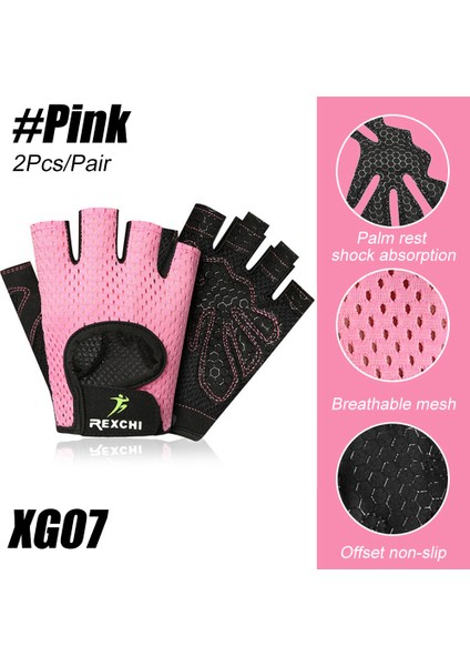 XG07-PEMBE Tarzı M Boyutu Hava Spor Salonu Egzersiz Eldiveni Erkek Kadın Nefes Bisiklet Eldiveni Fitness Eğitimi Halter Asılı Çekme Ups Tırmanma (Yurt Dışından)