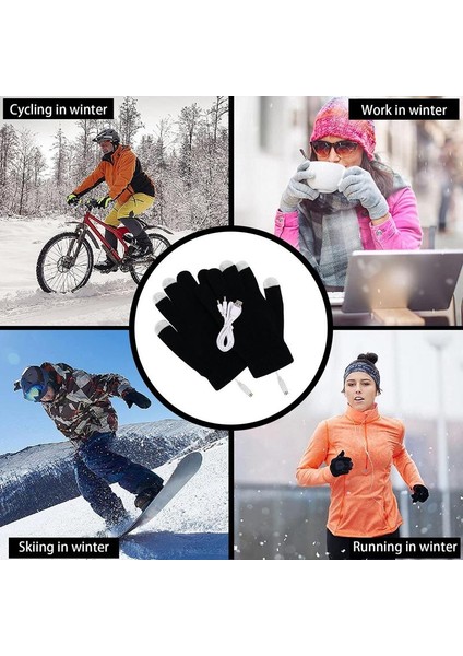 Mavi Stil USB Isıtmalı Eldiven Kış Eldivenler Kadın Dokunmatik Ekran 5V Isıtma Örgü Eldiven El Isıtıcı Termal Eldiven Dokunmatik Ekran ile (Yurt Dışından) modelleri