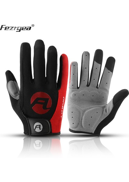 Kırmızı Stil L Boyutu Açık Hava Sporları Bisiklet Eldiveni Erkek ve Kadın Spor Kaymaz Sürme Tam Parmak Bisiklet Nefes Dokunmatik Ekran Eldiveni (Yurt Dışından)
