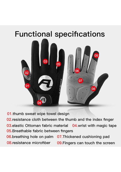 Kırmızı Stil L Boyutu Açık Hava Sporları Bisiklet Eldiveni Erkek ve Kadın Spor Kaymaz Sürme Tam Parmak Bisiklet Nefes Dokunmatik Ekran Eldiveni (Yurt Dışından) indirimleri