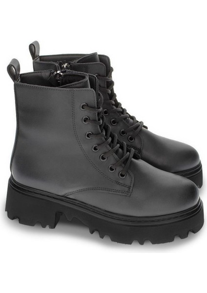 Kadın Kalın Tabanlı Günlük Postal Bot Fermuarlı Bağcıklı Tam Kalıp Kısa Bot fiyatları