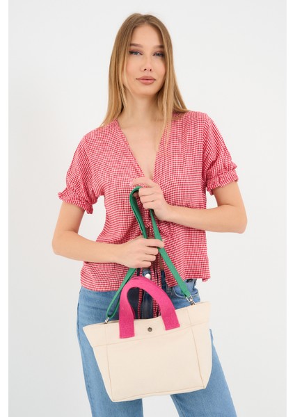 Color Ful Mini Cotton Canvas Tote / Renkli Mini Pamuk Kanvas Tote (21*24) fırsatları