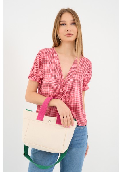 Color Ful Mini Cotton Canvas Tote / Renkli Mini Pamuk Kanvas Tote (21*24) indirimleri