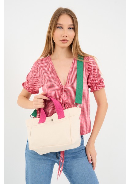 Color Ful Mini Cotton Canvas Tote / Renkli Mini Pamuk Kanvas Tote (21*24) fiyatları