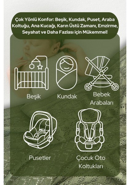 Mila Zarif Örgü Motifli Bebek ve Çocuk Örtüsü, Bebek Battaniyesi