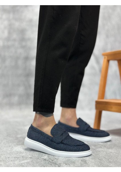 BA0355 Bağcıksız Keten Lacivert Klasik Corcik Erkek Ayakkabı fiyatları