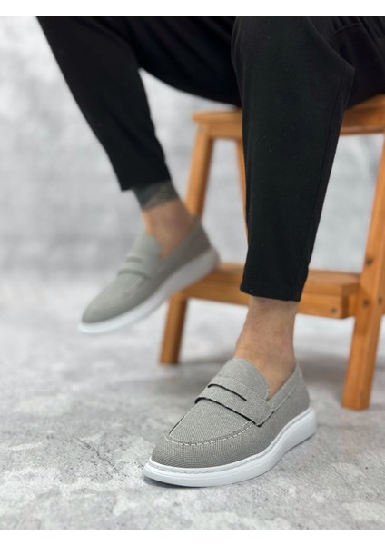 BA0355 Bağcıksız Keten Füme Klasik Corcik Erkek Ayakkabı