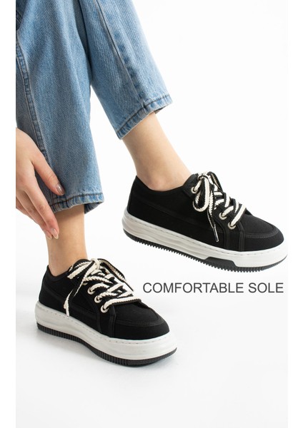 Kadın Siyah Spor Ayakkabı Günlük Rahat Air Taban Sneaker N150