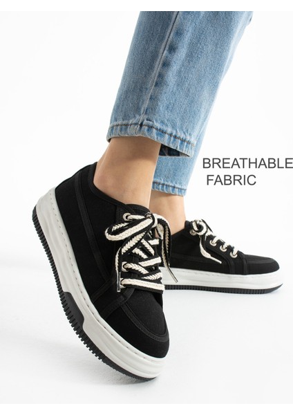 Kadın Siyah Spor Ayakkabı Günlük Rahat Air Taban Sneaker N150