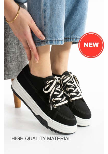 Kadın Siyah Spor Ayakkabı Günlük Rahat Air Taban Sneaker N150