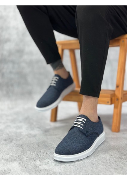 BA0003 Bağcıklı Klasik Spor Keten Lacivert Beyaz Taban Casual Erkek Ayakkabı fiyatları