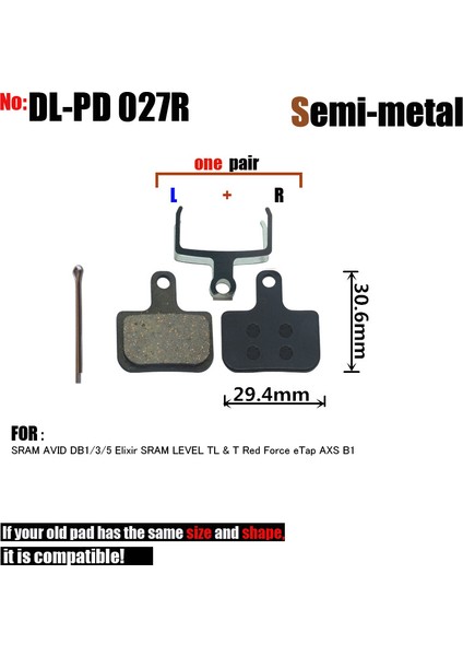 Dl-Pd 027R Stili Sram Avıd Db1 Db3 Db5 Level Parçaları Için 10 Çift Bisiklet Disk Fren Balatası Yarı Metal Mtb Dağ E-Bisiklet Aksesuarları (Yurt Dışından)