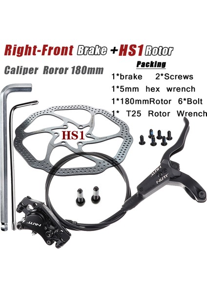 180 Sağ Ön Hs1 Stili Nutt Mtb Bisiklet Hidrolik Yağ Disk Fren Seti Rt Rotor Kaliper Sağ Ön Sol Arka Bisiklet Scooter Bisiklet Parçaları (Yurt Dışından)