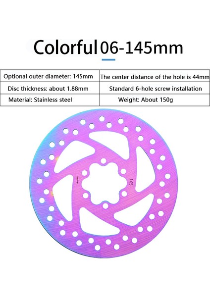 145MM Renkli Stil Jederlo 6 Cıvatalı Bisiklet Disk Fren Rotoru Renkli Disk Kaset Bisiklet Fren Pedleri Mtb Dağ Bisikleti Için (Yurt Dışından)
