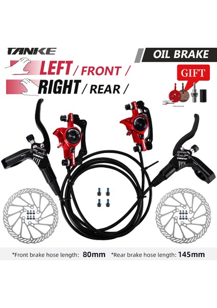 10 Kırmızı-Rf Stili Tanke Mtb Bisiklet Yağ Disk Fren Rotoru Kaliper Hidrolik Kollu Ön Arka Tutucu A B-Sütun C Bisiklet Parçaları Bisikletçilik (Yurt Dışından)