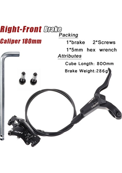 180MM Sağ Ön Stil Nutt Mtb Bisiklet Hidrolik Yağ Disk Fren Seti Rt Rotor Kaliper Sağ Ön Sol Arka Bisiklet Scooter Bisiklet Parçaları (Yurt Dışından)