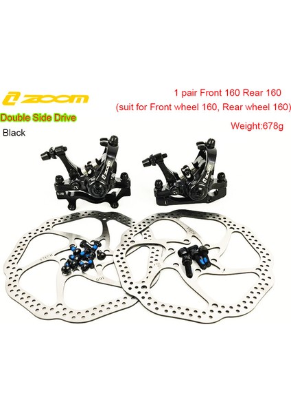 1 Takım Siyah DISC160 Stili Zoom Mtb Bisiklet Disk Fren Çift Piston Mekanik Kılağı Ön Arka Alüminyum Alaşım Yol Elektrikli Bisiklet Parçaları Aksesuarları (Yurt Dışından)