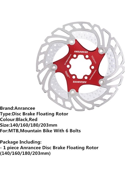 Normal 140MM Siyah Stil Anrancee Dağ Bisikleti Soğutma Disk Fren Yüzen Pedallar Cıvata Serinletme Bisiklet Rotoru Vs RT99 RT86 (Yurt Dışından)