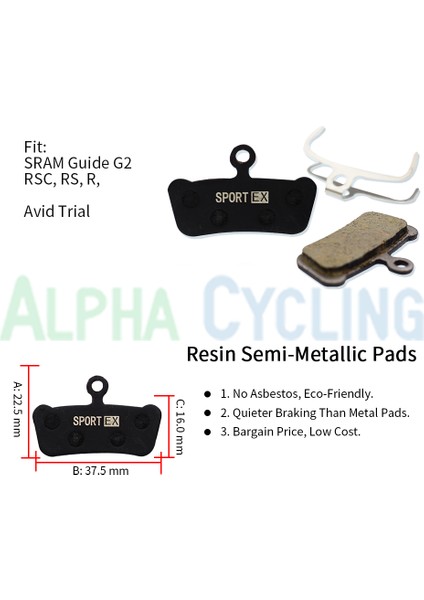 Sram G2 Rrs Guide Rsc, Rs, R, Avid Trial, 4 Çift Bisiklet Fren Balataları, Sport Ex Reçine (Yurt Dışından)
