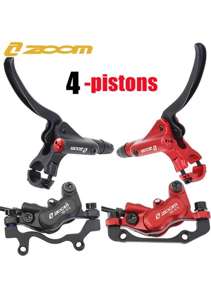 Siyah Sol Arka Stil Zoom HB876 Dört Piston Dağ Bisikleti Hidrolik Disk Fren Seti 4-Piston Mtb Yağ Basınç Fren Balata mm Bisiklet Freni (Yurt Dışından)