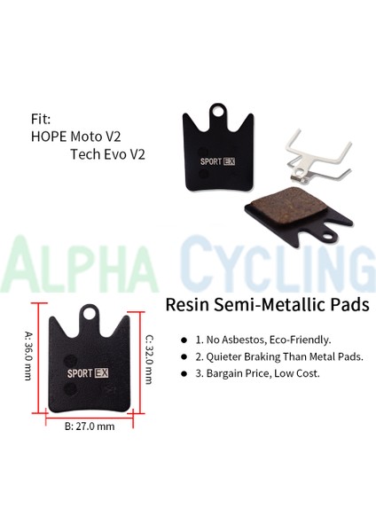 4 Çift, Hope Hope Moto V2 Tech Evo V2 Kaliperler, Sport Ex Class, Reçine Için Bisiklet Disk Fren Pedleri (Yurt Dışından)