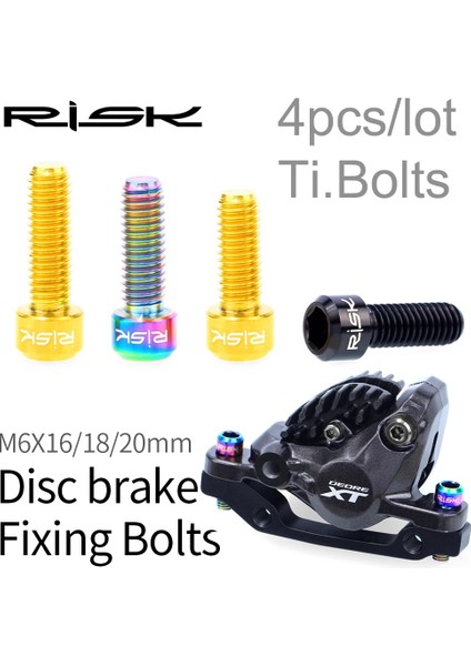 M6X16 Altın Tarzı Risk Bisiklet Disk Fren Kelepçe Vida Titanyum Ti Alaşımı Mtb Dağ Bisikleti Fren Vidası (Yurt Dışından)