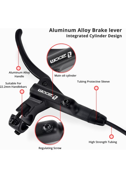 Kırmızı Sol Arka Stil Zoom HB876 Dört Piston Dağ Bisikleti Hidrolik Disk Fren Seti 4-Piston Mtb Yağ Basınç Fren Balata mm Bisiklet Freni (Yurt Dışından)