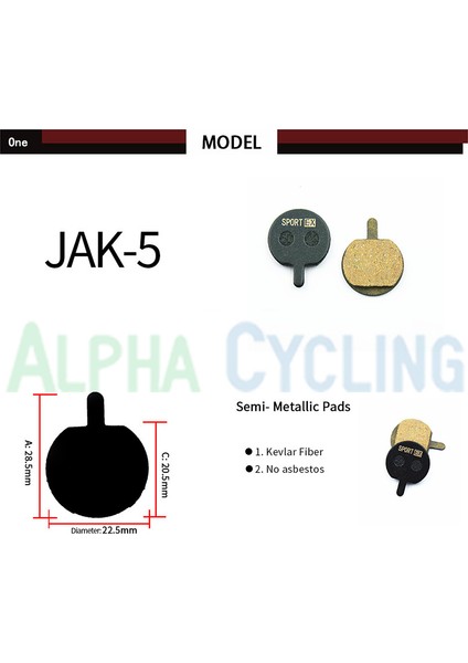 Jak-5 Disk Frenli Mtb Bisiklet Disk Fren Balataları, Reçine Yarı-Metalik, 4 Çift (Yurt Dışından)