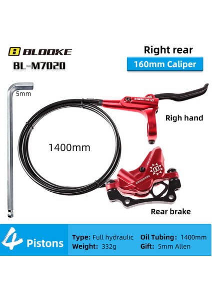 160MM Sağ-Arka Tarzı Blooke 10 Ton Hidrolik Disk Fren Yağı Sapı Rotor Kaliper Bisiklet Sağ Ön Sol Arka Scooter Dağ Bisikleti Somun (Yurt Dışından)