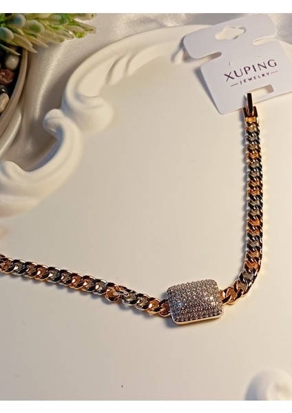 Çift Renk Zirkon Taş Detaylı Vip Bileklik fiyatları