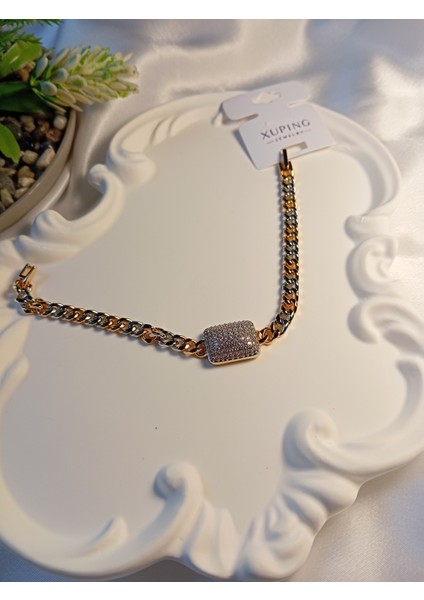 Çift Renk Zirkon Taş Detaylı Vip Bileklik modelleri