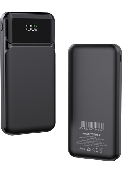 Nıght 105B 10000MAH PD20W HSC22.5W LCD Siyah Taşınabilir Şarj Cihazı Powerbank