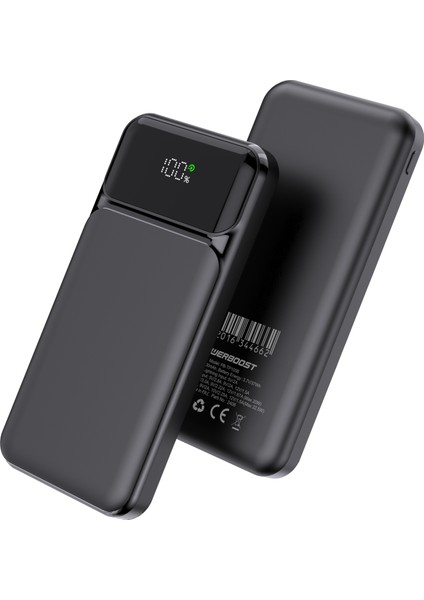 Nıght 105B 10000MAH PD20W HSC22.5W LCD Siyah Taşınabilir Şarj Cihazı Powerbank