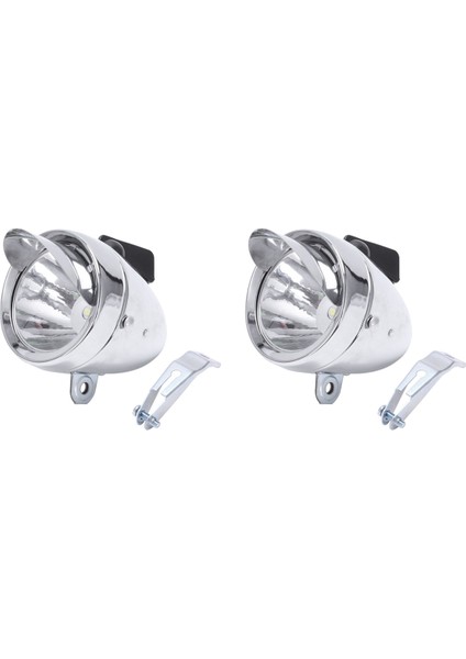 2x Bisiklet Şapka Lambası Bisiklet Ön Işık Retro Farlar Metal Gümüş 6led Su Geçirmez Farlar Sürüş Donanımları (Yurt Dışından)
