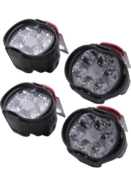 4 Adet 6 LED Motosiklet Işık Far Düzeneği 10 W 1000LM + Anahtarı Evrensel Scooter Sis 6000 K Beyaz Lamba (Yurt Dışından)