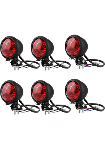 6x Motosiklet LED Arka Kuyruk Işık Fren Stop Lambası Bobber Chopper Cafe Siyah Için LED Arka Işık (Yurt Dışından)